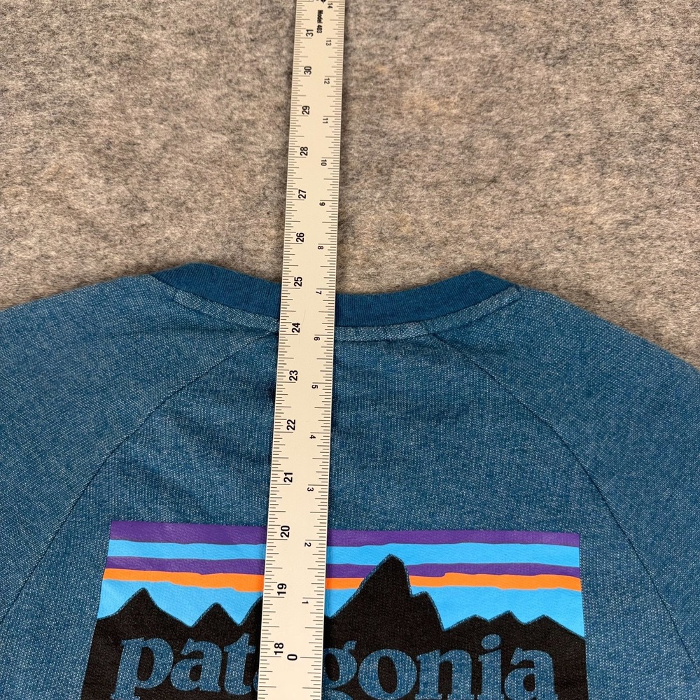 Patagonia P-6 Logo Sweatshirt Long Sleeve Organic Cotton Blue Mens XS - Picture 10 of 11